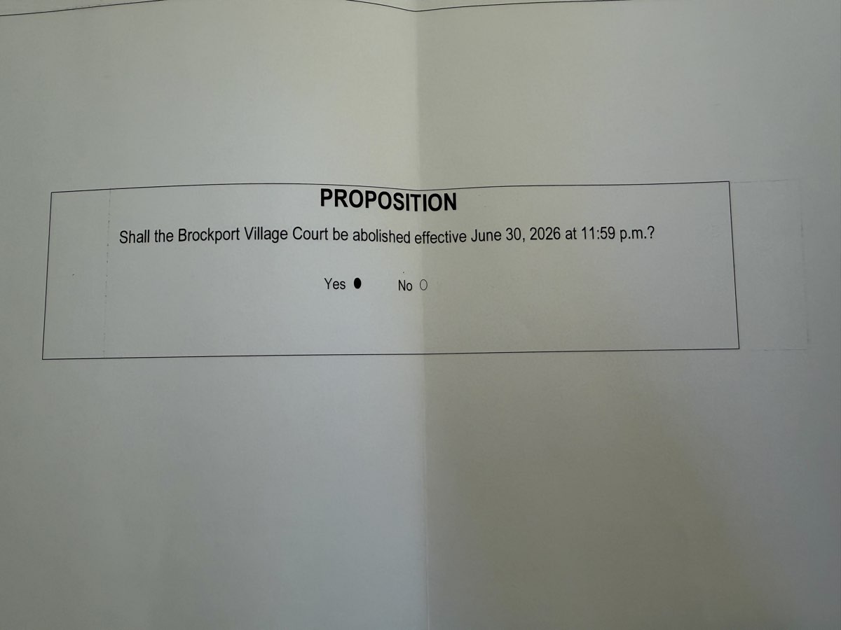 Photo of the actual paper ballot proposition with the Yes bubble filled in